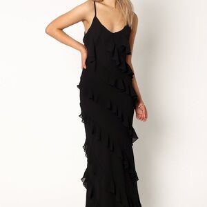 Urban Outfitters Black Ruffle Maxi Dress